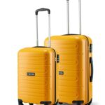 SNITCH Loop 2Pc Set Yellow Polypropylene Hard Travel Suitcase – Trolley Bag Set of 2 & Luggage with 4 Wheels, Secure Lock & Free Shoe Bag