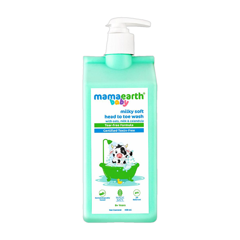 Mamaearth Milky Soft Head to Toe Wash With Oats, Milk & Calendula for Babies | 2-in-1(400 ml)