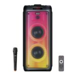 AKAI PM-100P Bluetooth Power Party Speaker Portable 100W RMS | Home Theater Sound System | Wireless Mic with Recording | Karaoke, TWS, BT, AUX, USB, TF Card, Guitar Input | 5 Hours Playtime Deep Bass