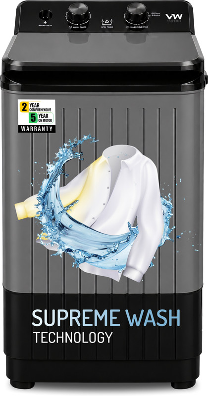 VW 8.5 kg Semi-Automatic Top Load Washer only Grey(V8 SupremeWash)
