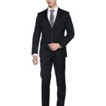 RAYMOND Men’s Wool Blend SB2 BTN Notch Lapel Floating Suit-1 Dress Set (RPDC01632-K9_Black_100)