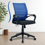 FUGO Ergonomic Office Chair with 3 Years Warranty | Height Adjustable Revolving Chair with Tilt Lock | Heavy Duty Nylon Base | Work from Home Chair | Office Chair Merilian (Blue)
