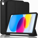 ProElite Smart Case for iPad (A16) 11th/10th Generation (2025/2022) [Auto Sleep/Wake Cover] [Left Side Pencil Holder] [Soft Flexible Case] Recoil Series – Black