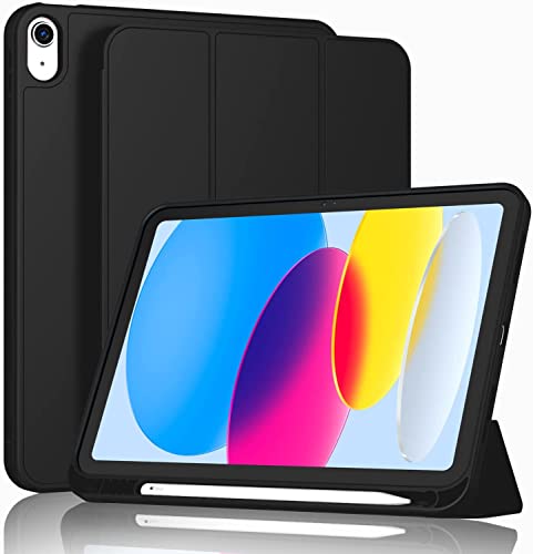 ProElite Smart Case for iPad (A16) 11th/10th Generation (2025/2022) [Auto Sleep/Wake Cover] [Left Side Pencil Holder] [Soft Flexible Case] Recoil Series – Black