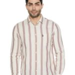 U.S. POLO ASSN. Men’s Dobby Stripe Full Sleeve Shirts (USSHTO3774_Ivory_M)