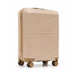 Police Origine Cabin Trolley | 65L Capacity TSA Lock 8 Smooth 360° Spinner Wheels Telescopic Handle PP Hard Shell | Lightweight 20″ Cabin Luggage for Travel & Weekend Trips (Beige/TAN) (Baby pink/Tan)