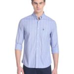 U.S. Polo Assn. Button Down Collar Vertical Stripe Shirt Blue