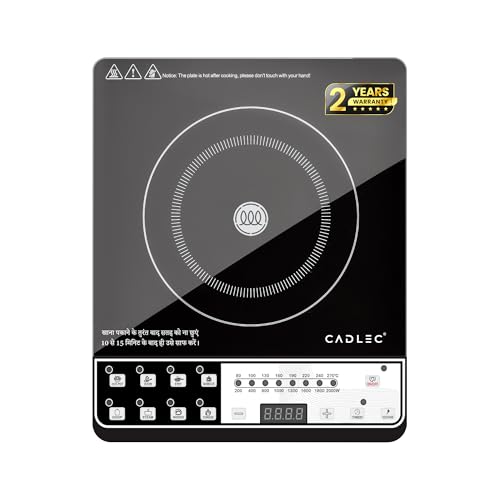 Cadlec CookEase 2000W Induction Cooktop | 8 Cooking Modes, Auto Shut-Off, Over-Heat Protection, LED Display, BIS Approved, 2-Year Warranty | Black