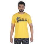 Rupa Colors Printed 100% Combed Cotton Round Neck Men’s T-Shirt, Half-Sleeve, Pack of 1 Mustard