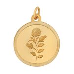 Bangalore Refinery 24k (999) Purity 2gm Yellow Gold Round Rose Pendant (without hook)
