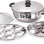 Tosaa Big Induction Compatible Multi Purpose Kadai, 27 cm ,5 Plates, Silver