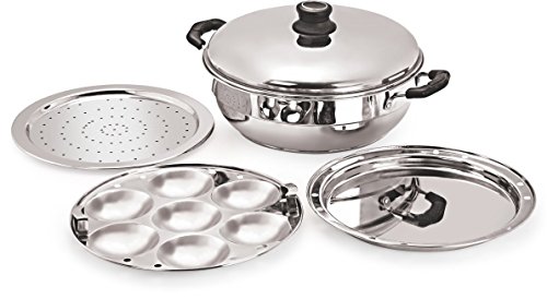 Tosaa Big Induction Compatible Multi Purpose Kadai, 27 cm ,5 Plates, Silver
