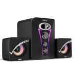 AKAI Zest MS2222 22W 2.1 Channel Wired Gaming Speaker with Subwoofer for Laptop, PC, Desktop, Computer, USB Powered,3.5mm Aux Input with RGB Lights Stereo Bass with Volume Controller – Black