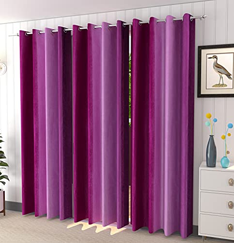 Galaxy Home Decor Premium Print Polyester Plain Curtains for Window 5 Feet, Pack of 3, Purple (Purple, 5 Feet (3Pc))
