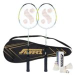 Silver’s Aluminium Defender Badminton Kit (2 Racquets with Full Cover, 1 Box Feather Shuttlecock Pack of 3)(Green/White)