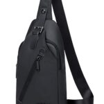 Arctic Hunter Slim Sling Bag for Men Crossbody Pack Chest Bag for Upto 8-inch iPad Small with Earphone Port Water-resistant One Shoulder Side Pouch Mobile Passport Bag for Travel Daypack Office,Black