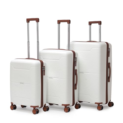 VLITE Columbia Set of 3 (S+M+L) Lightweight Polypropylene Suitcase | Anti-Theft Double Zipper | Built-in Number Lock | Spacious & Durable Luggage | 3-Year Warranty