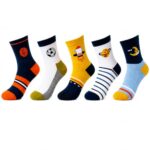 QNIMSWAM Kid’s Socks for Boys and Girls – Made with Soft & Breathable Cotton with Antibacterial Wash, Pack Of 5 (IN, Age, 0 Months, 6 Months, Apple)