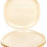 Signoraware BPA Free Plastic Square Full Plate | Microwave Safe | Crack Resistant | Ideal for Family Gatherings & Outdoor Activities | Best for Lunch, Breakfast & Dinner use (Set of 6 | OffWhite)