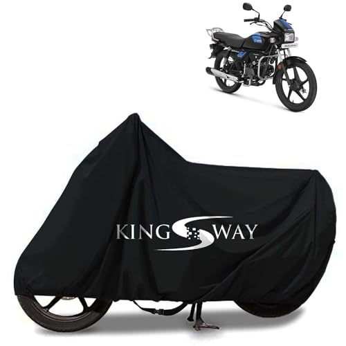 KINGSWAY® 100% Waterproof Bike Body Cover Compatible with Hero Splendor Plus Xtec, for All Two Wheeler Bike Scooter Scooty with Carry Bag – Rubber Coated Inside for UV and Scratch Protection – Black