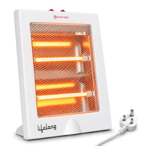 Lifelong Regalia 800 Watts Quartz Room Heater for Home with 2 Power settings, ISI Certified, 2 Rod Heater for Room |Cord Length 1.5 Meter| 1 Year Manufacturer’s Warranty (LLQH922, White)