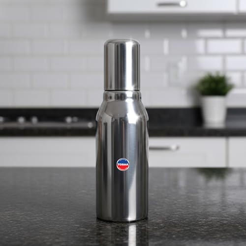 TOSAA Stainless Steel Oil can, Easy Flow Stainless Steel Oil Dispenser Bottle with Cap | Air-Tight Spill-Proof (350 ML)