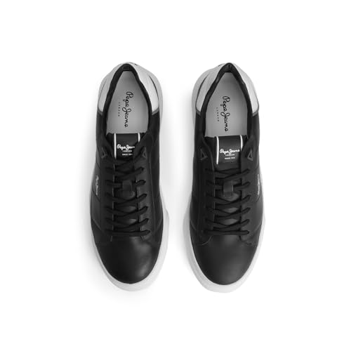 Pepe Jeans Men’s Eaton Basic Lightweight Black Cupsole Sneakers, 8