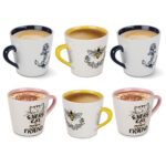 Treo by Milton Fido Coffee Mugs, 6 Pieces, 200 ml Each, Ceramic Mugs, Microwave and Dishwasher Safe, Crockery Cup, Ideal for Daily Use & Gifting (Print and Colors May Vary)