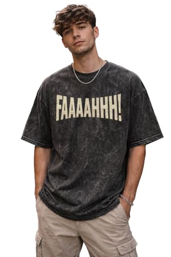 boffi … 100% Cotton Oversized T-Shirt Unisex Drop Shoulder Dye Washed Street Look Black Pack of 1 (in, Alpha, XL, Regular, Optical FAAHH)