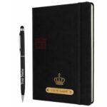 Zift Personalized Name & Charm Leather HardCover Diary with Pen | Daily Journal Notebook for Men & Women |Gift Set for Men Women, Office Journal, Travel Diary | Corporate Gifts, Gift Ideas (Classic Black)
