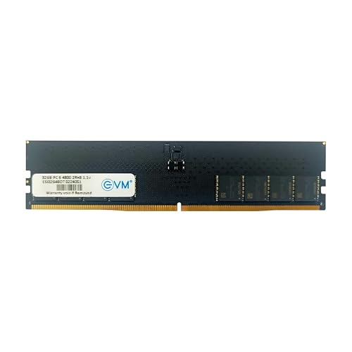 EVM 32GB DDR5 Desktop RAM Memory | 4800MHz | PC5-38400 | Long-DIMM | 288-Pin | CL19 | 1.1V Low Voltage | High Capacity Performance | Intel & AMD Compatible | 10 Year Warranty (EVMT32G4800U88P)