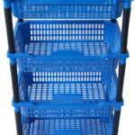 VM BOND Kitchen Rack 4 Layer Multipurpose Shelf Stand Basket Rack Plastic Fruit & Vegetable Basket(Blue)
