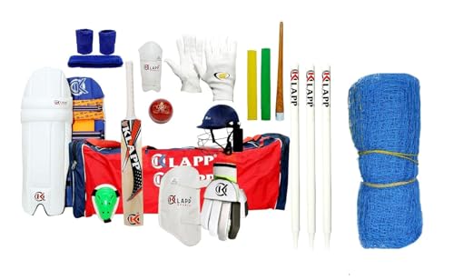 Klapp Made in India Kashmir Willow Cricket Kit with Cricket Net (7, Net Size (42×10))