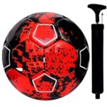 M S Enterprises CR-7 Football Training Ball with Pump Free Size 5, Rubber Moulded Design Practice Match Play, Durable Surface Outdoor Ground Grass Turf Use, All Ages Skill Development Sports Gear