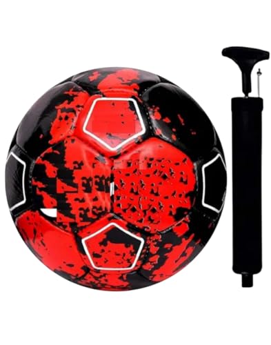 M S Enterprises CR-7 Football Training Ball with Pump Free Size 5, Rubber Moulded Design Practice Match Play, Durable Surface Outdoor Ground Grass Turf Use, All Ages Skill Development Sports Gear