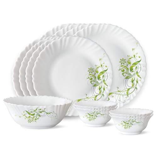 Larah by Borosil Erba Opalware Dinner Set, 13 -Piece, White