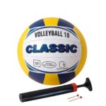 M.S ENTERPRISES Classic Volleyball Size 4 Standard with Pump Rubber, Moulded Design Practice Match Play Outdoor Indoor, Court Beach Training Use All Ages Sports Equipment