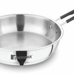 BERGNER Eternity Stainless Steel Frypan with Triply Bottom, Induction Base and Silicone Grip Handle, 7 Year Warranty, 22 cm, Silver