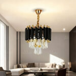 MURPHY Black Mamba Black & Gold Crystal Pendant Light with Metal Frame(300MM) Chandelier Ceiling Lamp(Black)