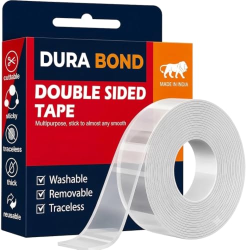 Multipurpose Double Sided Tape Heavy Duty – Adhesive Silicone Tape, Heat Resistant, Multi-Functional, Removable, Washable, Reusable Anti-Slip Gel Nano Grip Tape- 3 Meter pack of 4 (4)