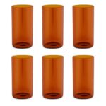 Borosil 350ml Set of 6 pcs Amber Vision Transparent Glass | Cold Drink Tumbler, Beer Glass, Juice Glass | Flame Proof Glasses | Microwave & Dishwasher Safe | Glass Drinking Tumbler