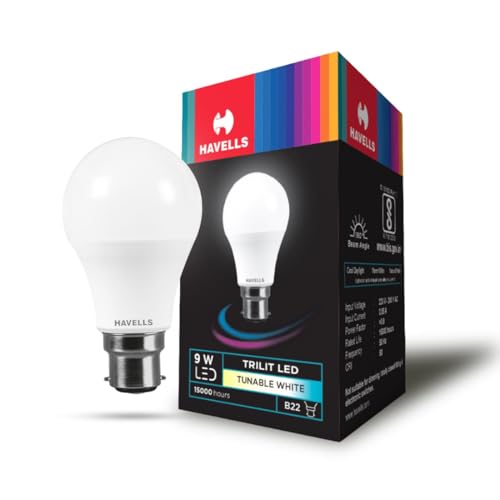 Havells (3 in 1) 9W LED Bulb for Home & Office |B22 LED Bulb Base |Cool Day White Light (6500K/4000k/3000k) |4Kv Surge Protection |High Voltage Protection |Eco Friendly Energy Efficient | Pack of 1