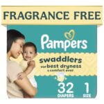 Pampers Diapers Newborn/Size 1 (8-14 lb), 32 Count – Swaddlers Disposable Baby Diapers, Jumbo Pack (Packaging May Vary)