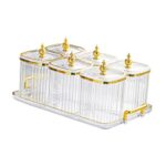 HEAVENGLOW Divided Nut Jars Set with Tray Snack Candy Jars for Wedding Dining Room Home Transparent