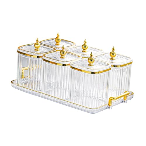 HEAVENGLOW Divided Nut Jars Set with Tray Snack Candy Jars for Wedding Dining Room Home Transparent