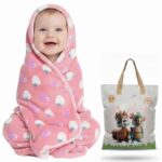 PAX PARROT Ultra-Soft Baby Hooded Blanket | Newborn Baby Wrapping || Coral Fleece Material Hypoallergenic | Towel Cum Blanket with Teddy Design (0-3Years) (Light Pink)
