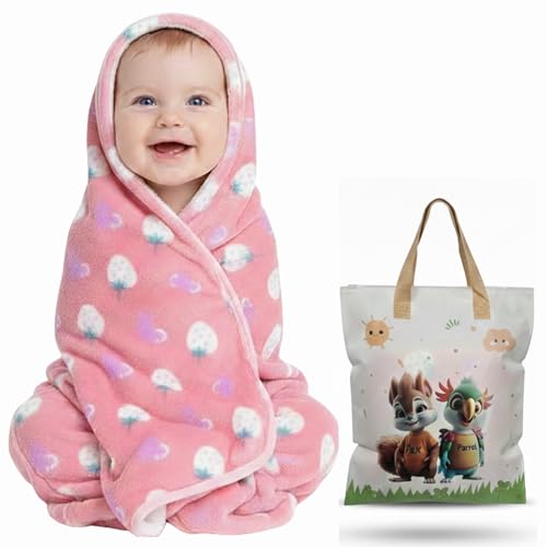 PAX PARROT Ultra-Soft Baby Hooded Blanket | Newborn Baby Wrapping || Coral Fleece Material Hypoallergenic | Towel Cum Blanket with Teddy Design (0-3Years) (Light Pink)