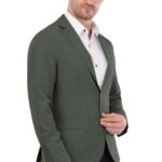 SaintX Men’s 4-Way Stretchable Summer Blazer | Breathable Unlined Knitted Coat | Feels Like a Comfortable Overshirt | Modern Slim Fit | Everyday Essential For Smart Casual & Office Wear (JK07_MGRN_46)