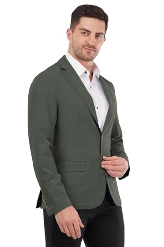 SaintX Men’s 4-Way Stretchable Summer Blazer | Breathable Unlined Knitted Coat | Feels Like a Comfortable Overshirt | Modern Slim Fit | Everyday Essential For Smart Casual & Office Wear (JK07_MGRN_46)