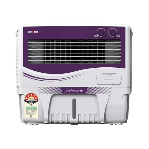 Kenstar COOLWAVE 60 L Air Cooler with Woodwool Cooling Media |5-star BEE Rating | 200 W|Purple & White